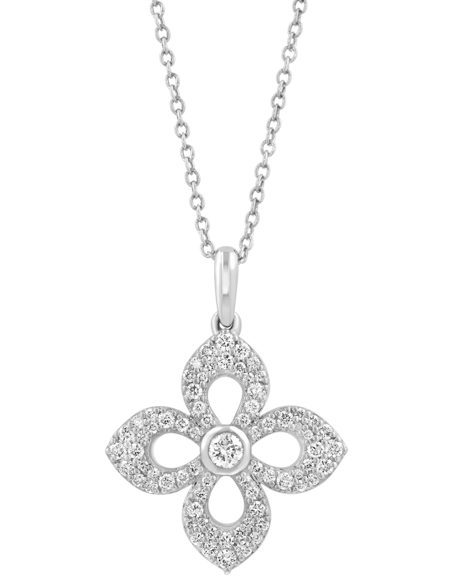 EFFY® подвеска Diamond Flower в 14k белом золоте, 18" (1/2 ct. t.w.)