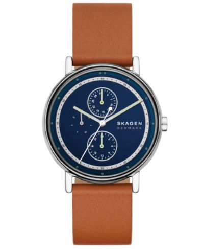 Skagen Мужские кварцевые часы Signatur с коричневым кожаным ремешком 40mm
