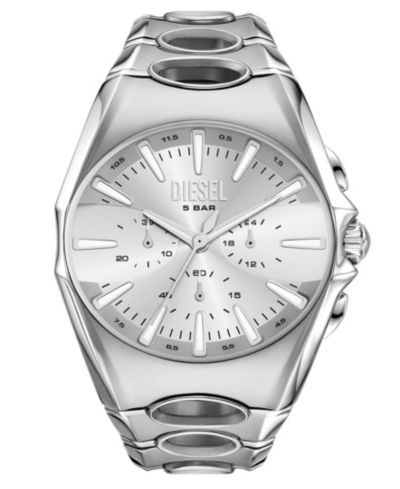 Diesel Мужские кварцевые часы D-Curve Chronograph, серебряная нержавеющая сталь, 48mm