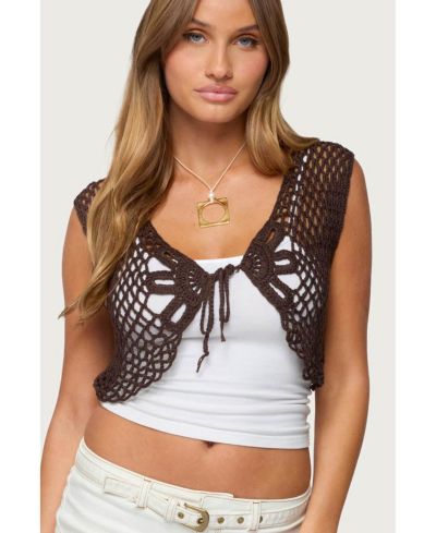Edikted Женский кроп-кардиган Kelcie Tie Front Crochet Shrug