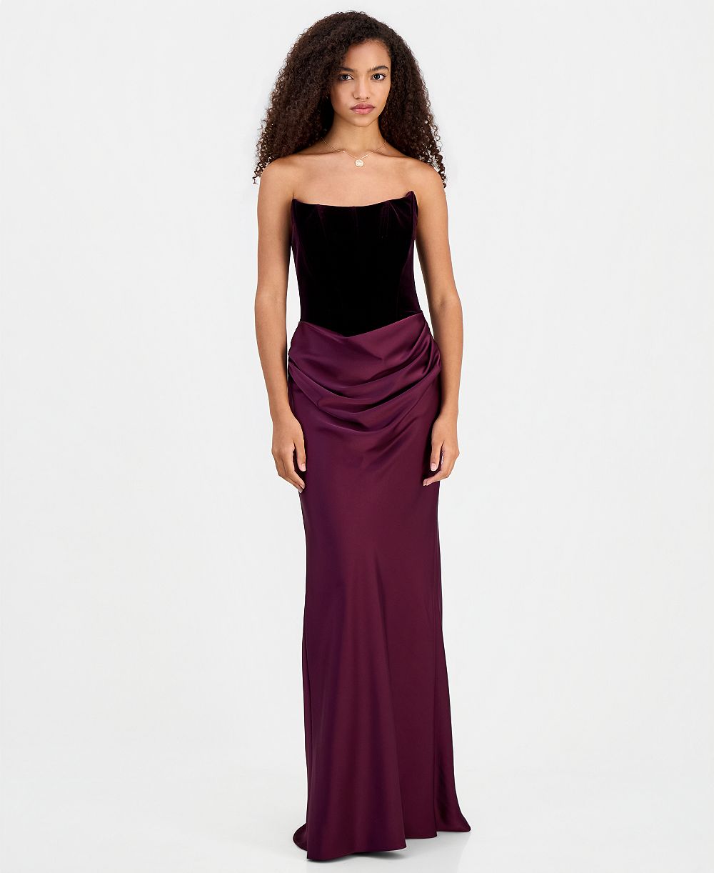 Betsy & Adam Женский Strapless Velvet Corset Dress