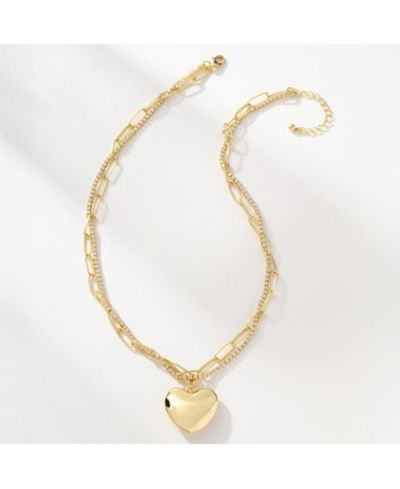 Unentarcommon James о хочу flores necklace 14k Gold-Plated Cubic Zirconia Inter хочуentarwined Chain and Heart 18" + 2" extenderentarmethylsulfanyl