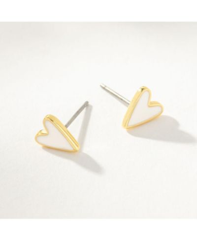 Серьги-гвоздики Uncommon James 14K Gold-Plated Enamel Heart