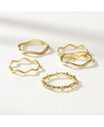 Uncommon James 14k Gold-Plated, Cubic Zirconia Vintage 5 Layered Ring Set, Set of 5