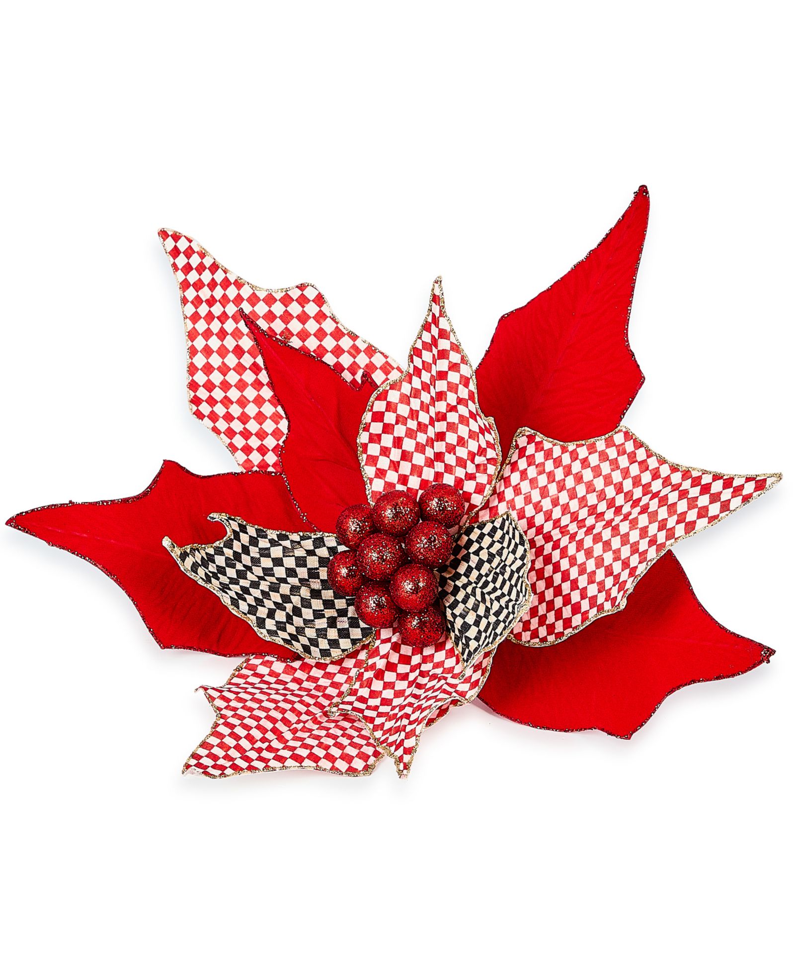 MacKenzie-Childs Courtly Check Jumbo Poinsettia клипса