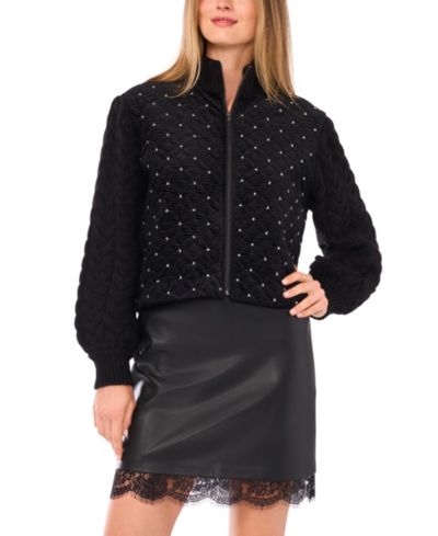 Женская куртка Vince Camuto Women's Quilted Velvet Long Sleeve Jacket