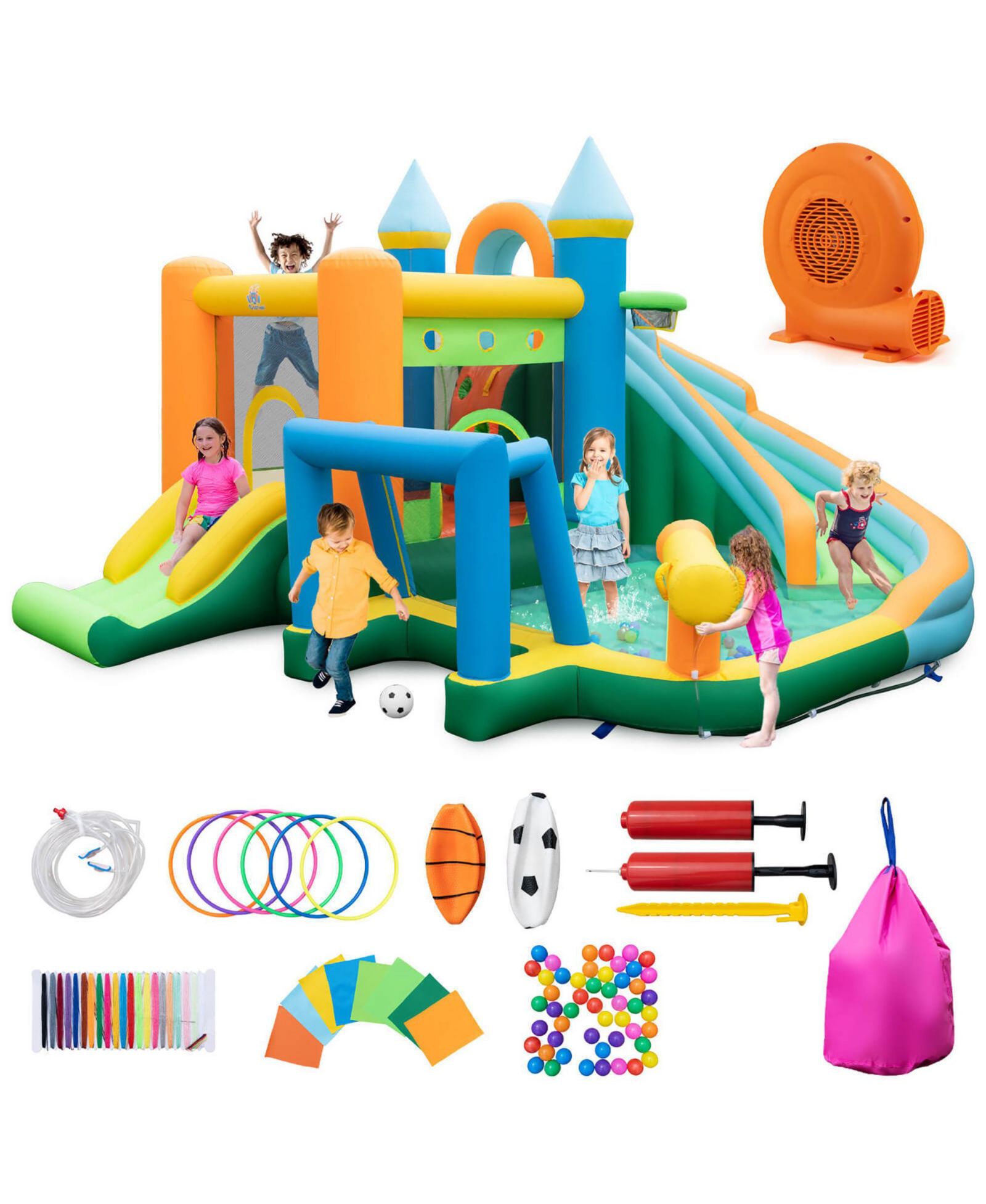 Gymax Inflatable Water Slide с бортиком для лазания для детей