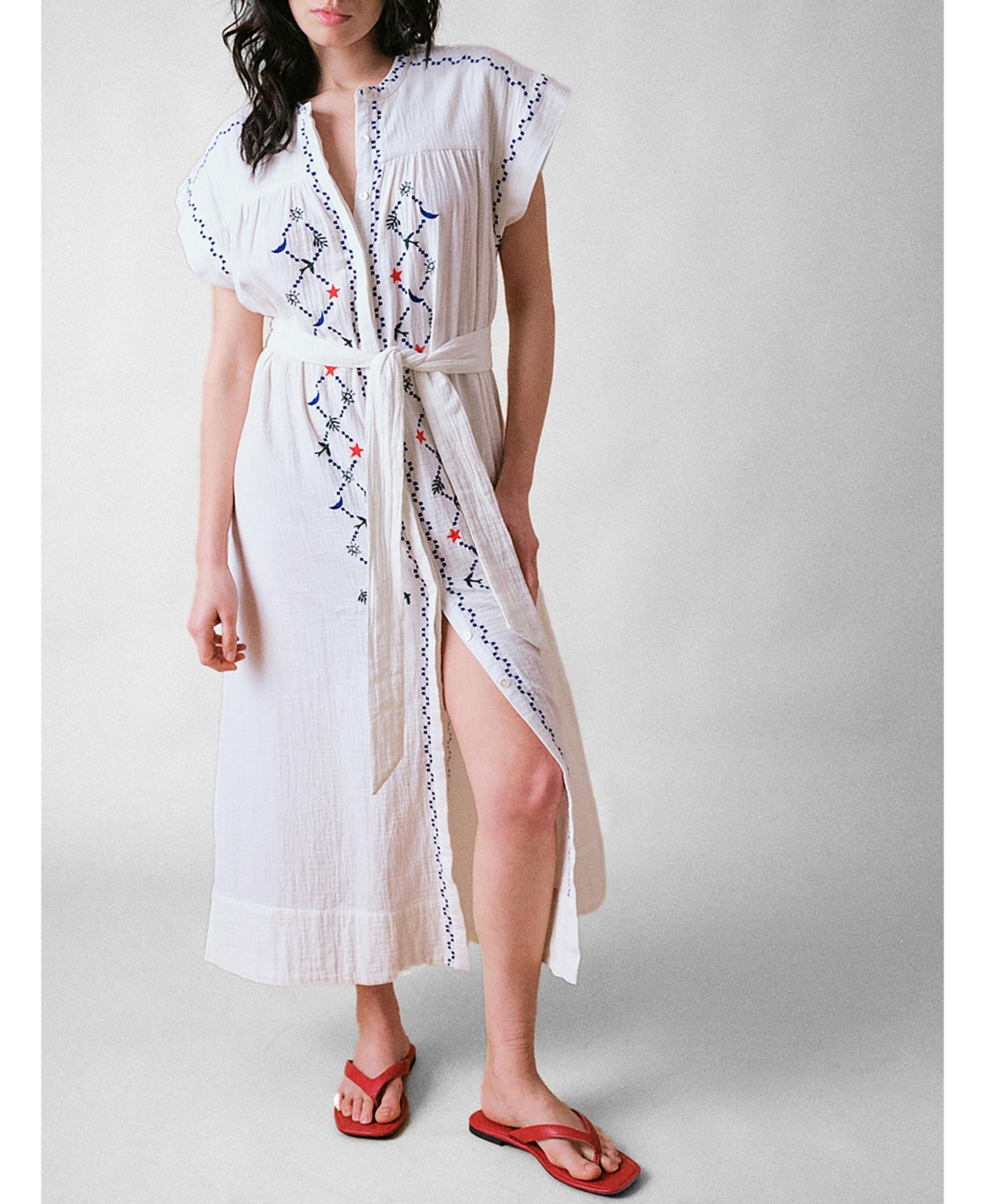 Cape Cove Women's Cap Sleeve Embroidered Dress