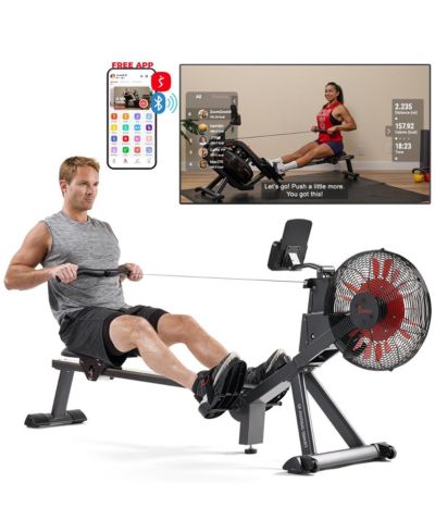Sunny Health & Fitness эллиптический тренажер Smart Magnetic Air Rower с Bluetooth
