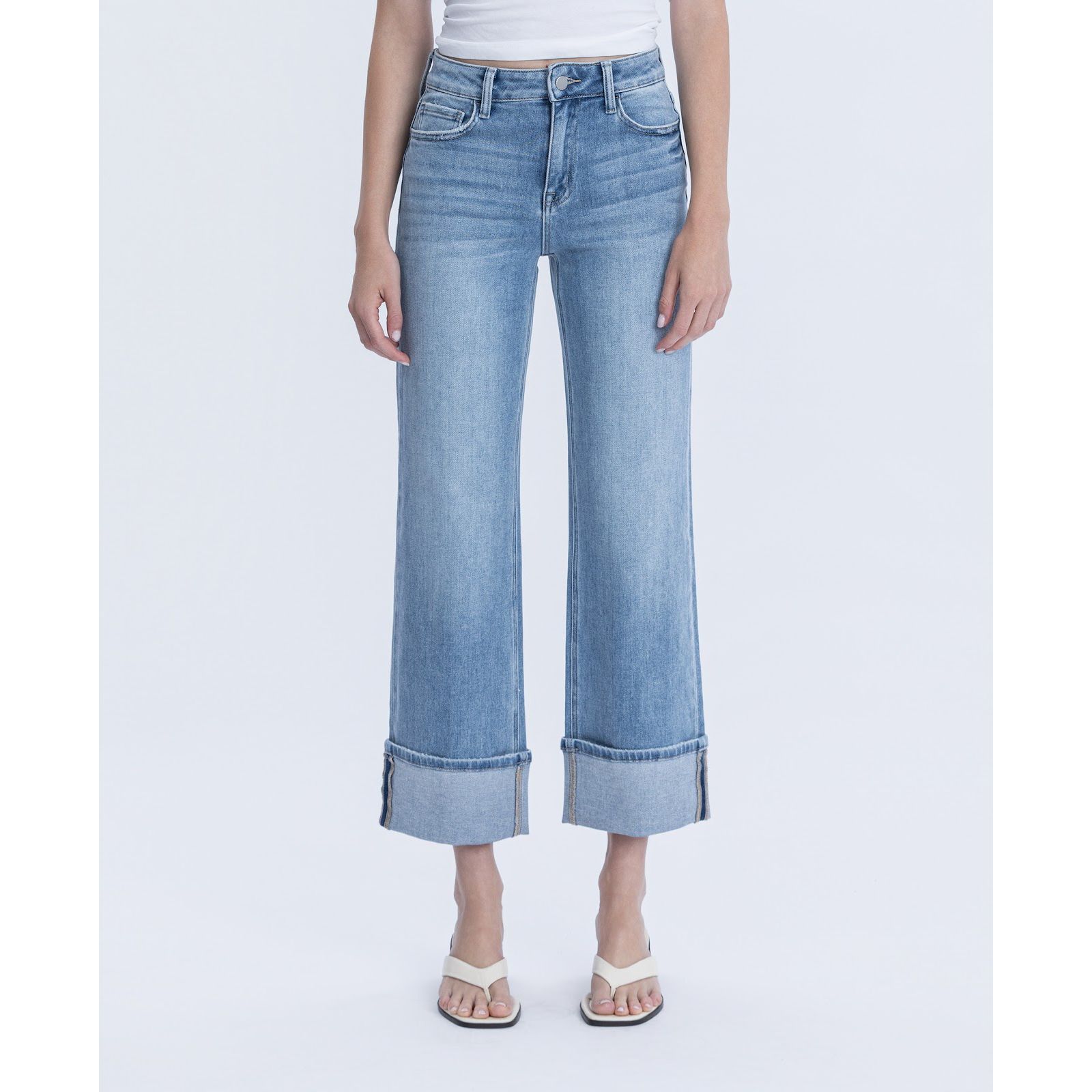 Flying Monkey Women's High Rise Slim Wide Leg Jeans