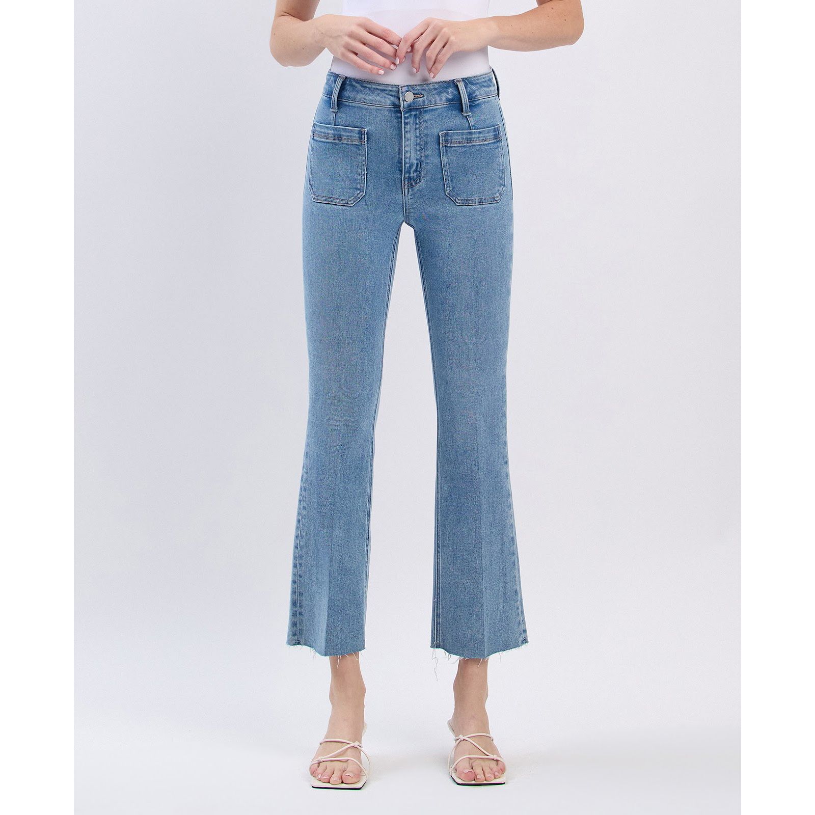 Flying Monkey Women's High Rise Crop Flare Jeans