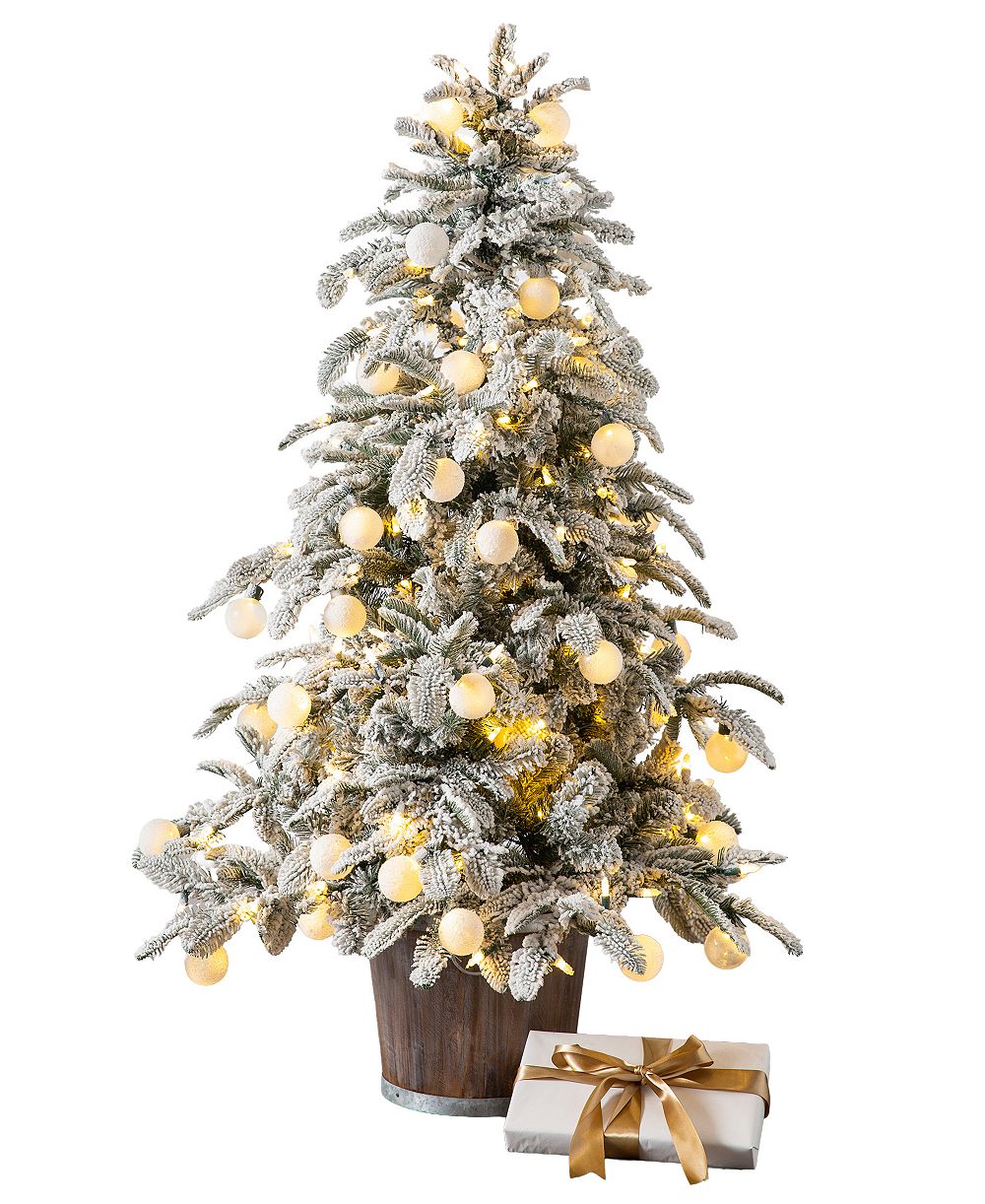 Balsam Hill 4.5' Pre-Lit Snow Flurry Potted Tree