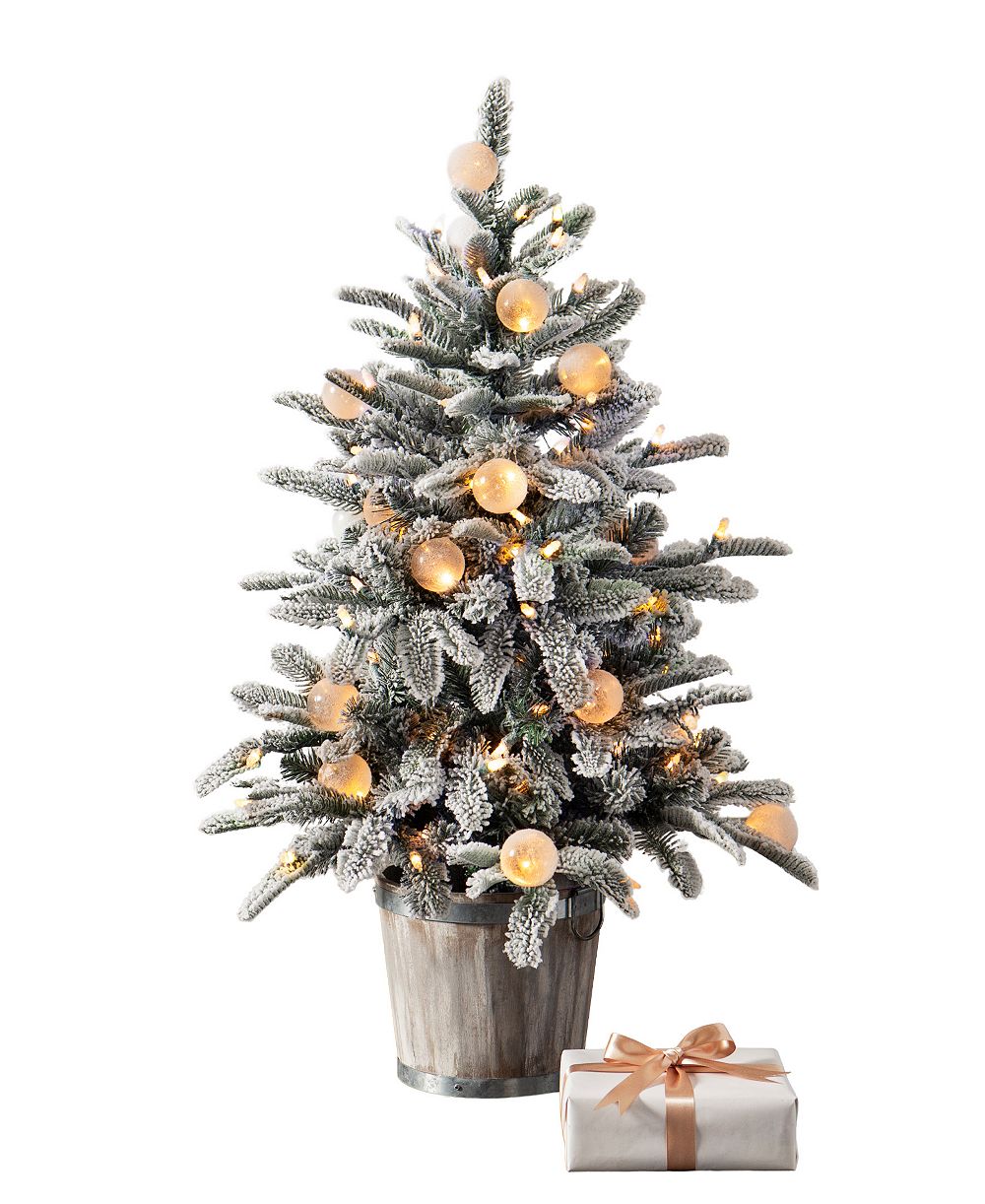 Balsam Hill 3' Pre-Lit Snow Flurry Potted Tree