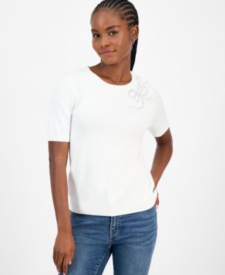Женский свитер Nautica Rhinestone-Bow Short-Sleeve