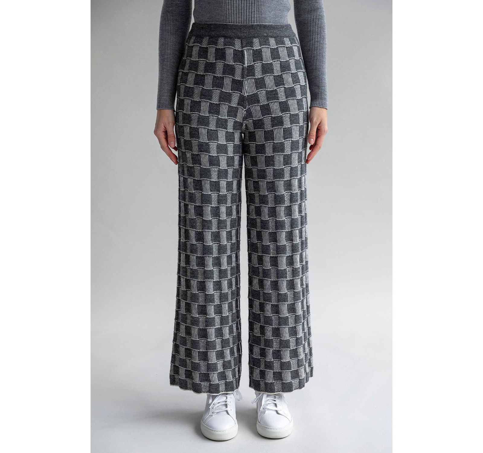 SSKEIN Women's Zoe Checkered Knit Trousers