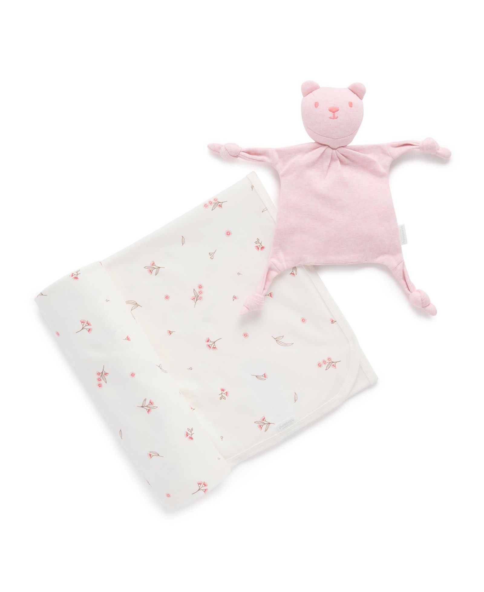 Purebaby комплект для новорожденной: трикотажное пеленание и одеяло
