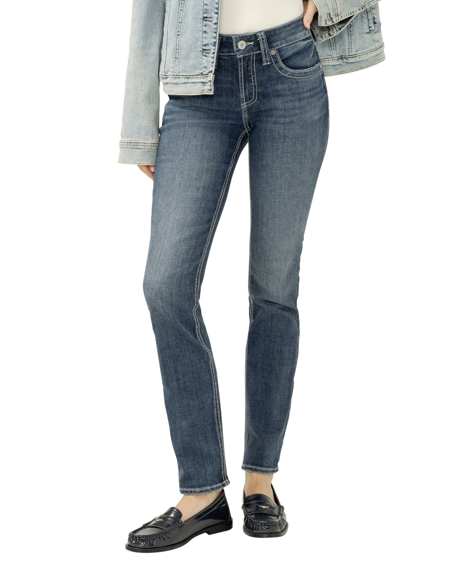 Джинсы Silver Jeans Co. Women's Suki Mid Rise Curvy Fit Straight Leg