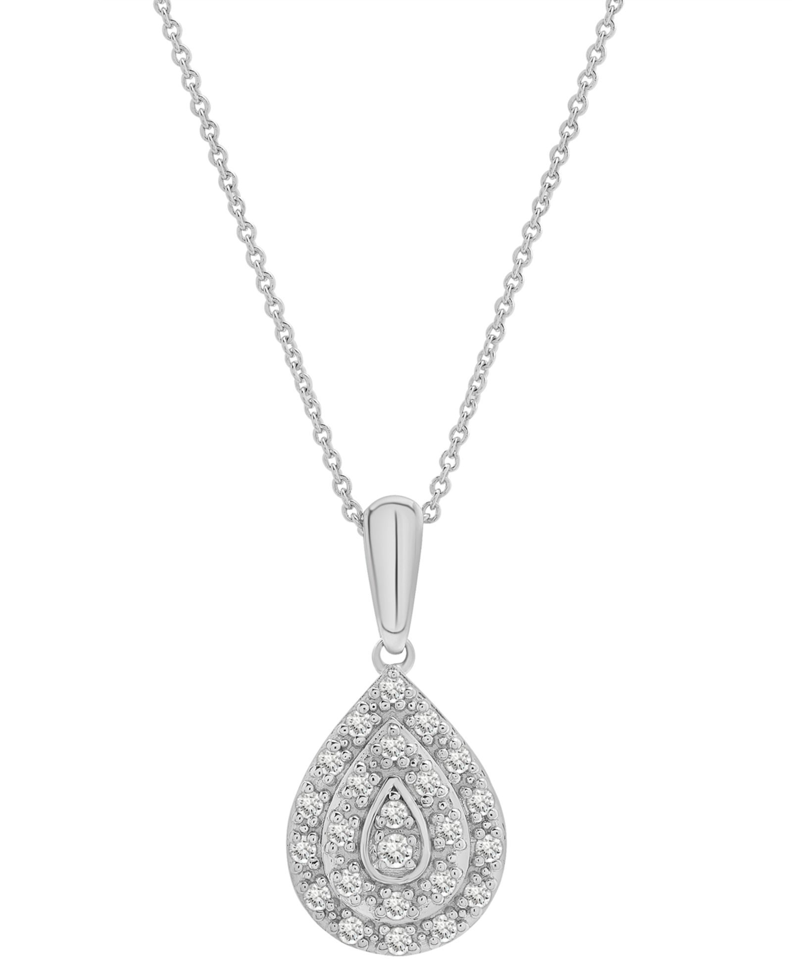 Macy's подвеска Diamond Teardrop Cluster 18" из стерлингового серебра (1/4 ct. t.w.)