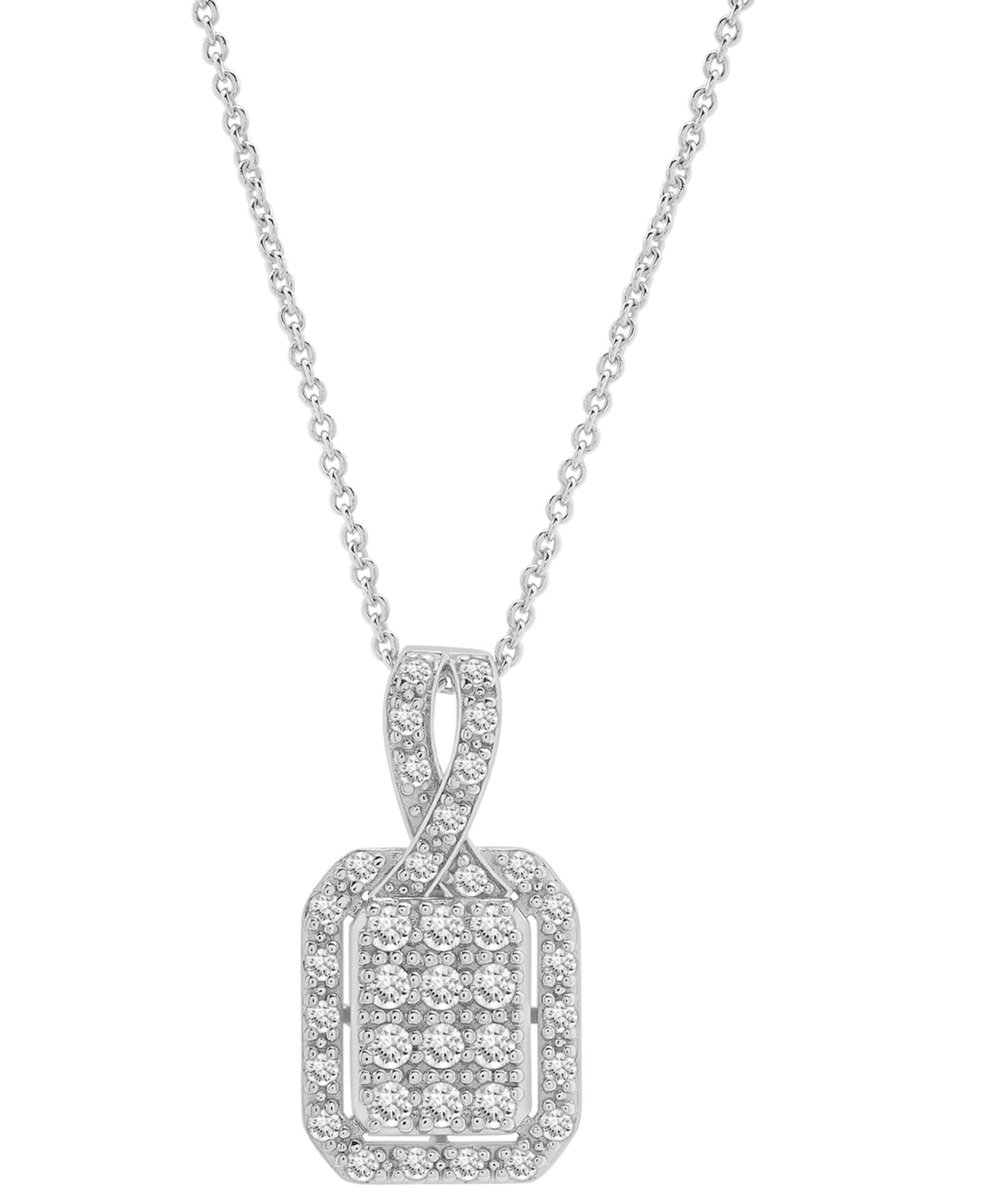Diamond Octagon Halo Cluster 18" Pendant Necklace (1/3 ct. t.w.) в Sterling Silver