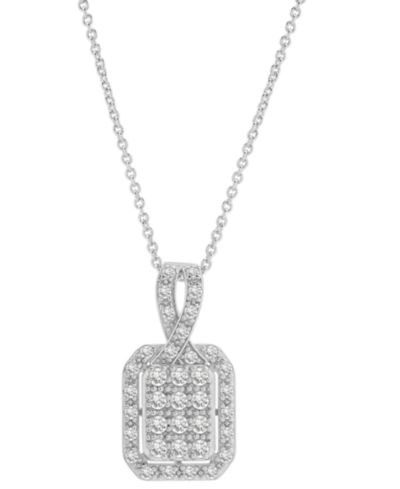 Diamond Octagon Halo Cluster 18" Pendant Necklace (1/3 ct. t.w.) in Sterling Silver, Macy's Exclusive