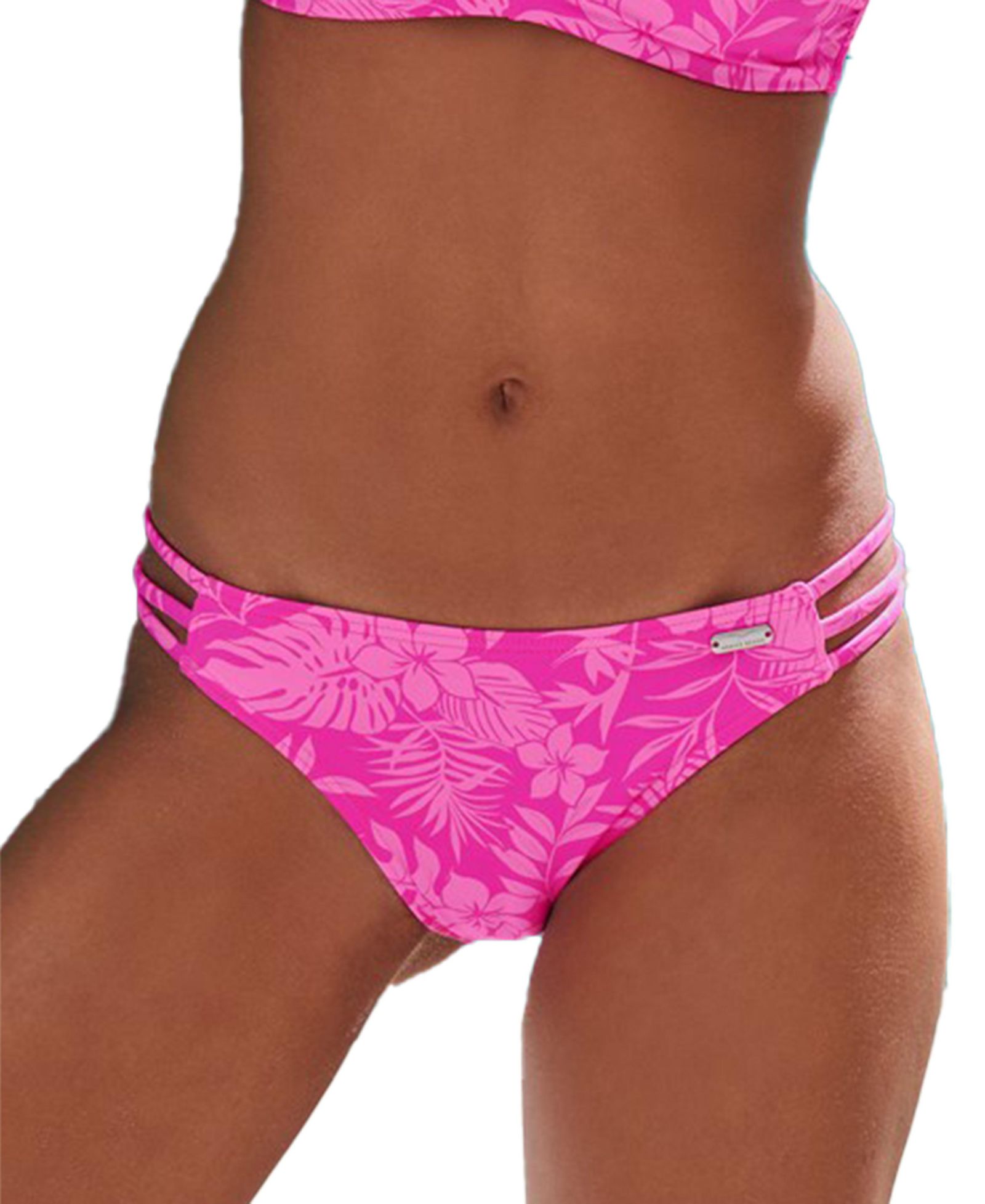 LASCANA Women's Floral Print Strappy Classic Bikini Botto Swim Bottom