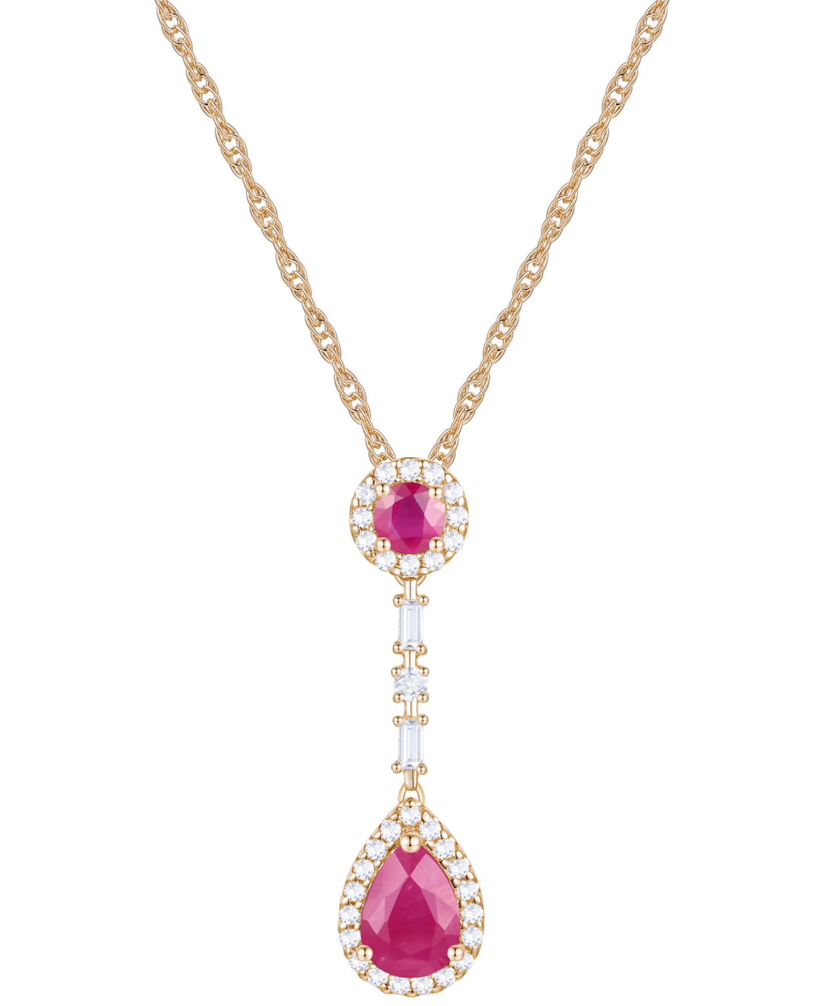 Ожерелье Lariat Macy's Ruby и Diamond 18" 14k Gold
