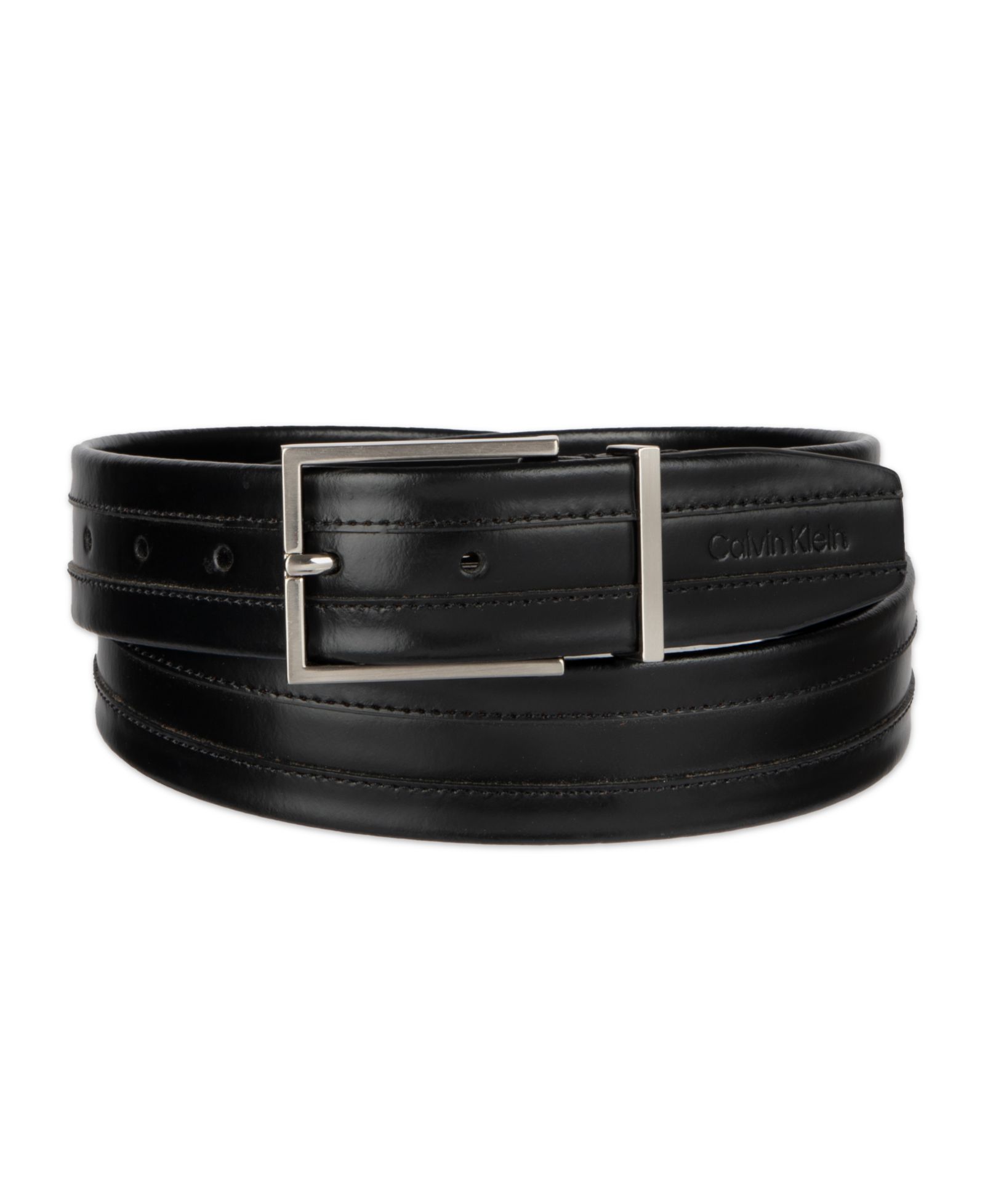 Мужской кожаный ремень Calvin Klein Men's Stripe Stitch