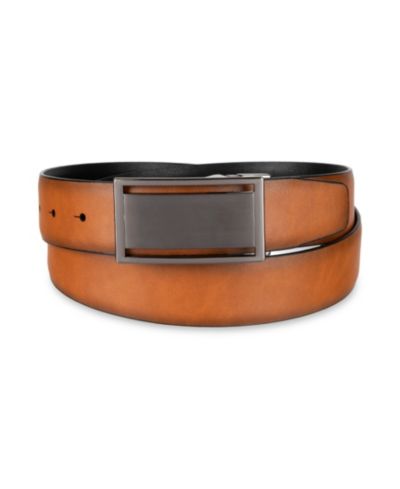 Мужской реверсивный кожаный ремень Alfani 2-In-1 Plaque Leather Buckle