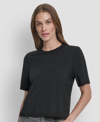 DKNY женская блуза с круглым вырезом и декором