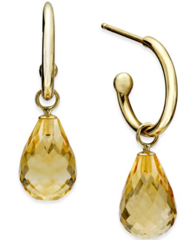 Серьги-кольца с перидотом в золоте 14k