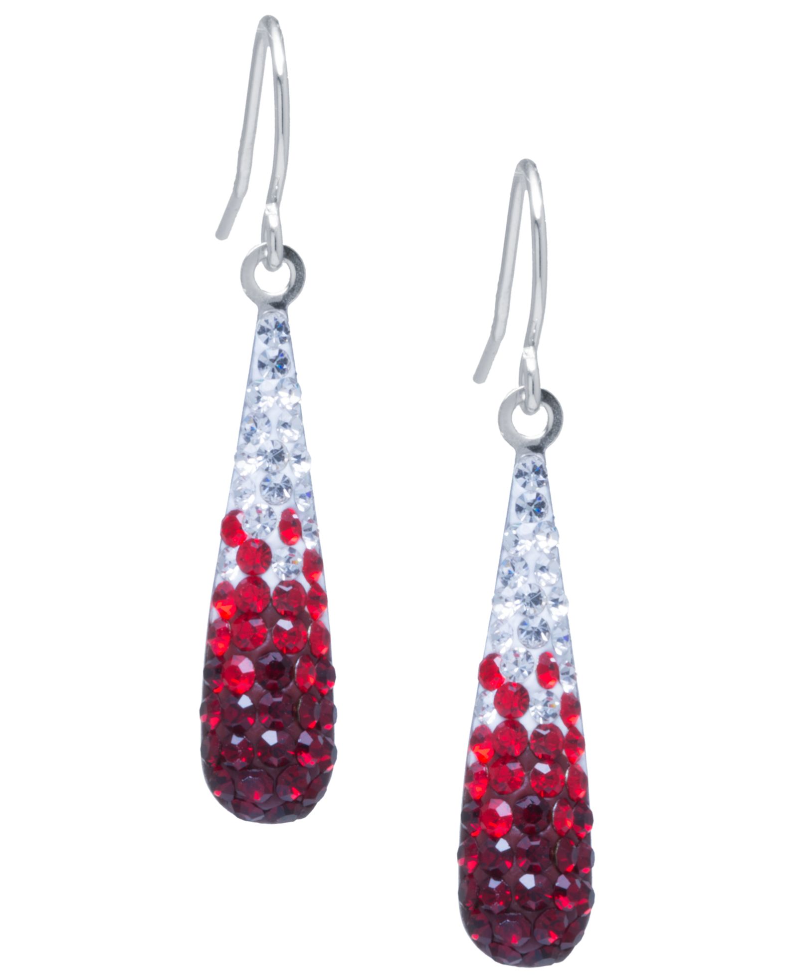 Crystal Pavé Tear-Shape Drop Earrings in Sterling Silver