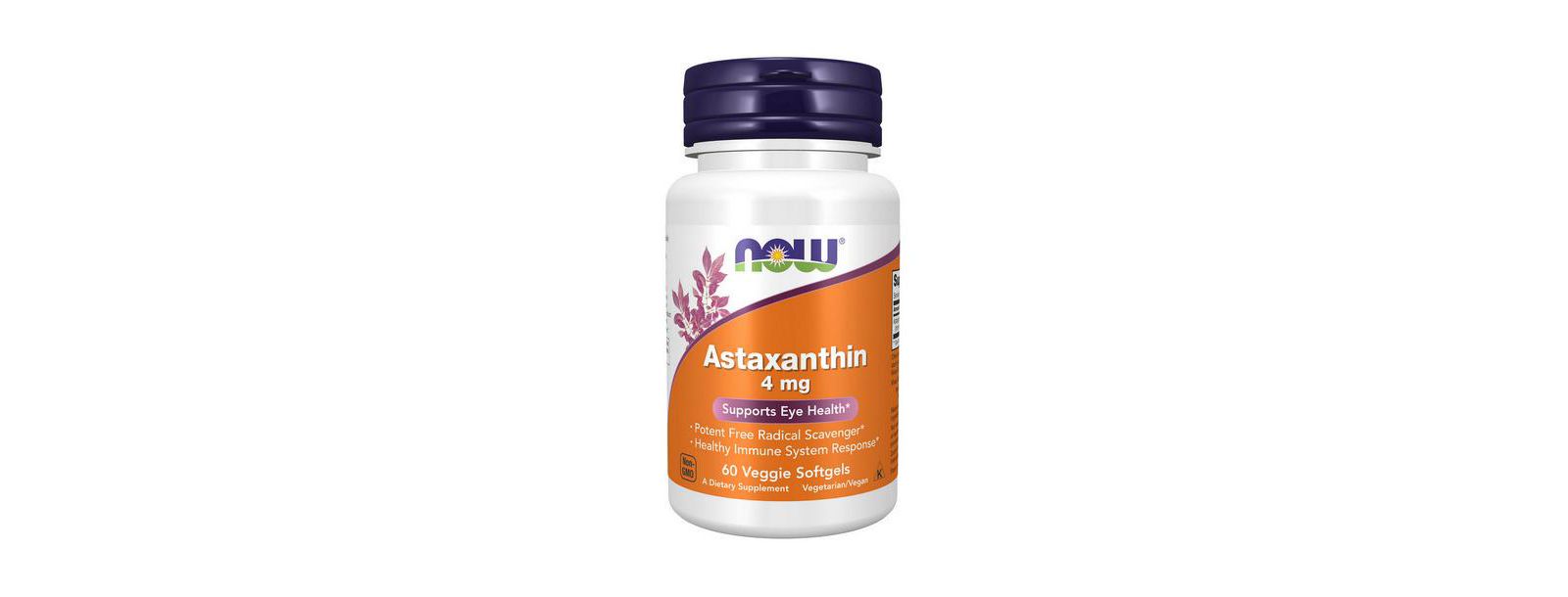 Now Foods Astaxanthin, 4 мг, 60 вегетарианских капсул
