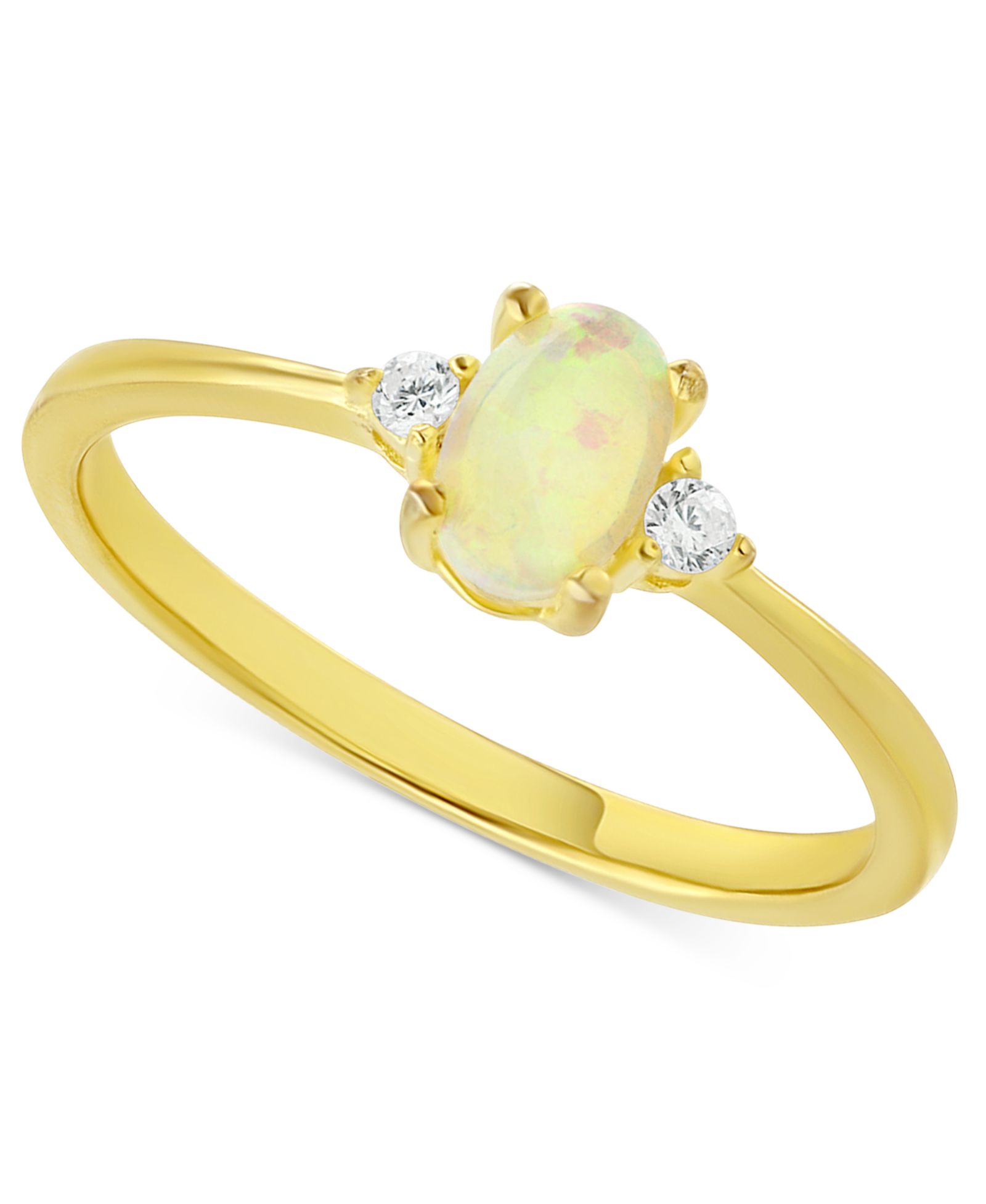Simulated Opal (4x6mm) & Cubic Zirconia Ring in 18k Gold-Plated Sterling Silver, Created for Macy's