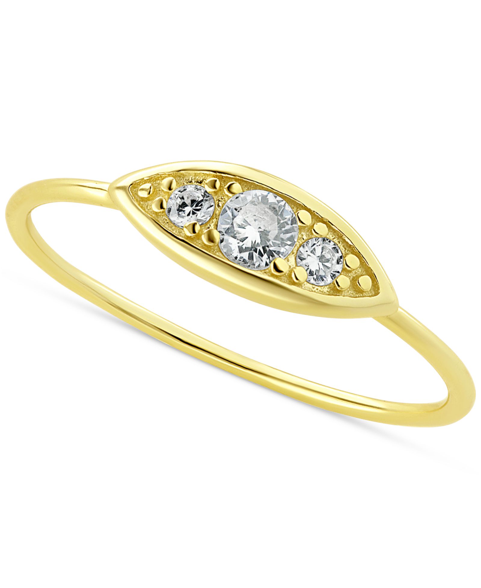 Cubic Zirconia Trio Accent Ring in 18k Gold-Plated Sterling Silver