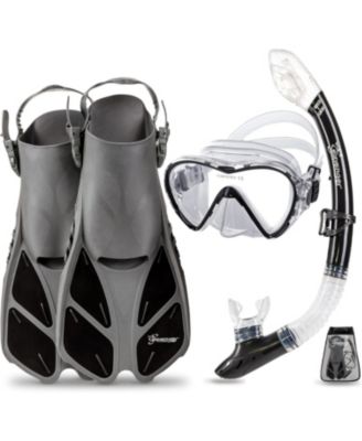 Набор для сноркелинга Seavenger Aviator: маска с одним стеклом, трубка, ласты и сумка — черный силикон/оранжевый XS/XXS