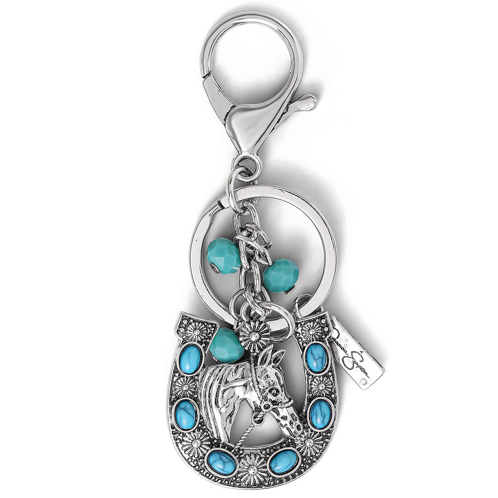 Jessica Simpson Horseshoe Keychain with Turquoise Charms