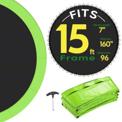 Yescom Trampoline Mat and Pad Replacement Kit with 96 V-Hooks Fits 15 ft Trampoline Frame Green