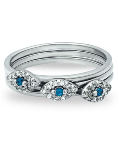 Кольцо Macy's Cubic Zirconia Evil Eye Trio 18K Silver Plate, набор из 3 колец
