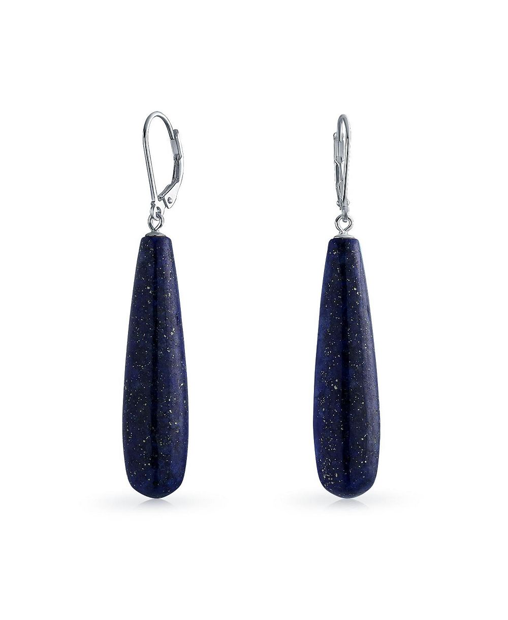 Bling Jewelry серьги Bling Jewelry Blue Lapis Lazuli Long Teardrop Dangle Earring Sterling Silver Leverback