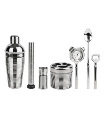French Home Textured Stainless-Steel Barware, Set of 7