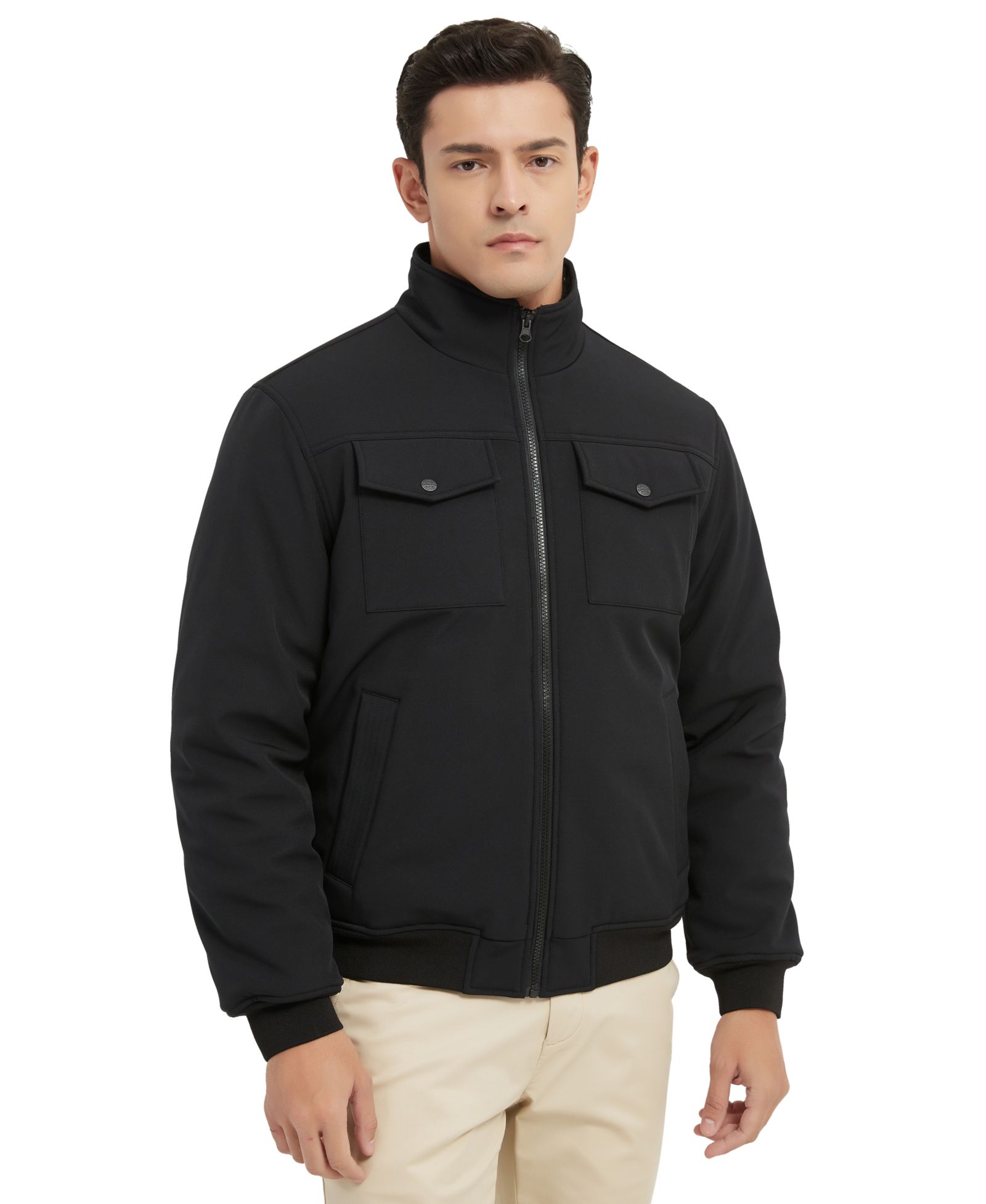 Hawke & Co. Men's Stand Collor Softshell Utility Bomber Jacket