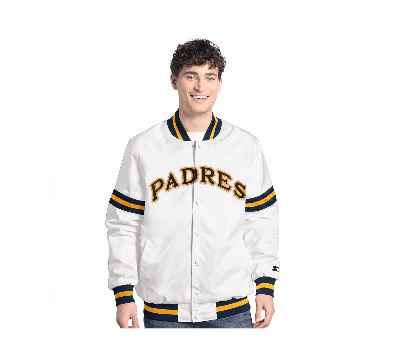 Starter Men's White San Diego Padres Cooperstown Scout Full-Snap Varsity Jacket