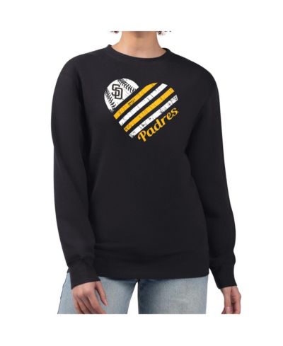 G-III 4Her by Carl Banks Women's Black San Diego Padres Heart Logo Fleece Pullover Sweatshirt