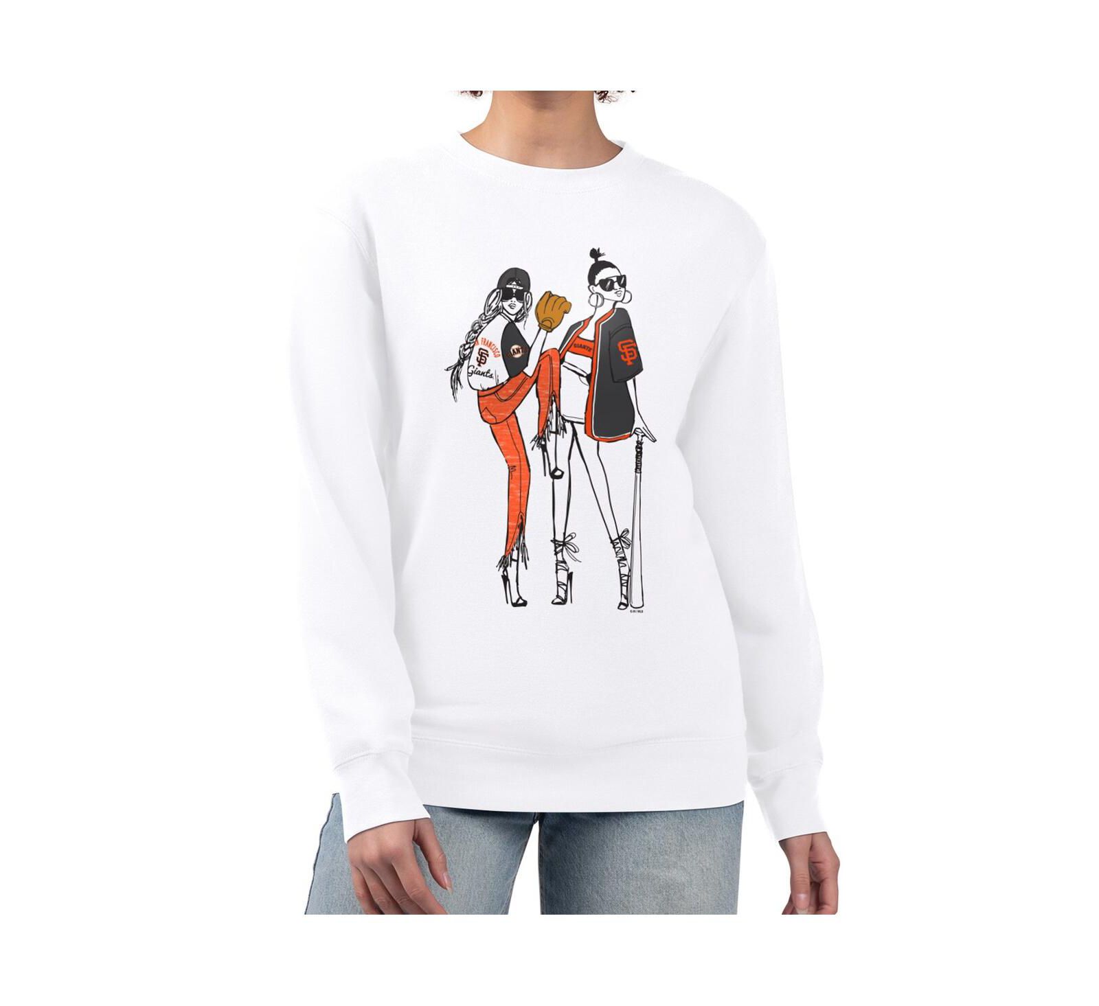 G-III 4Her by Carl Banks Women's White San Francisco Giants Baseball Girls Fleece Pullover Sweatshirt