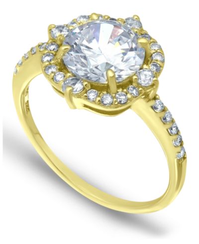 Кольцо Tanzanite Cubic Zirconia Fancy Halo в 18K Gold Plate