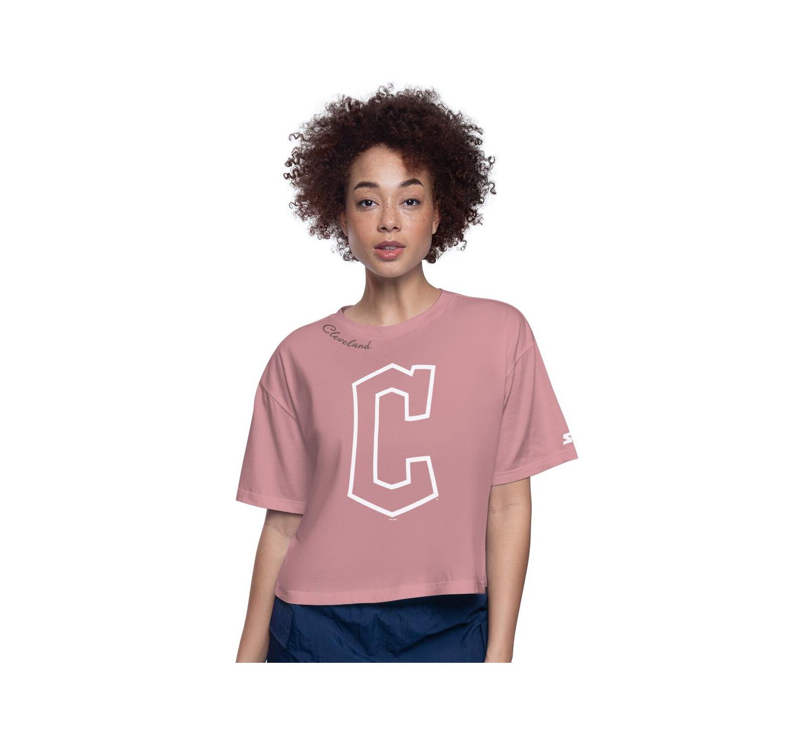 Starter Женская укороченная футболка Pink Cleveland Guardians Play the Ball Boxy
