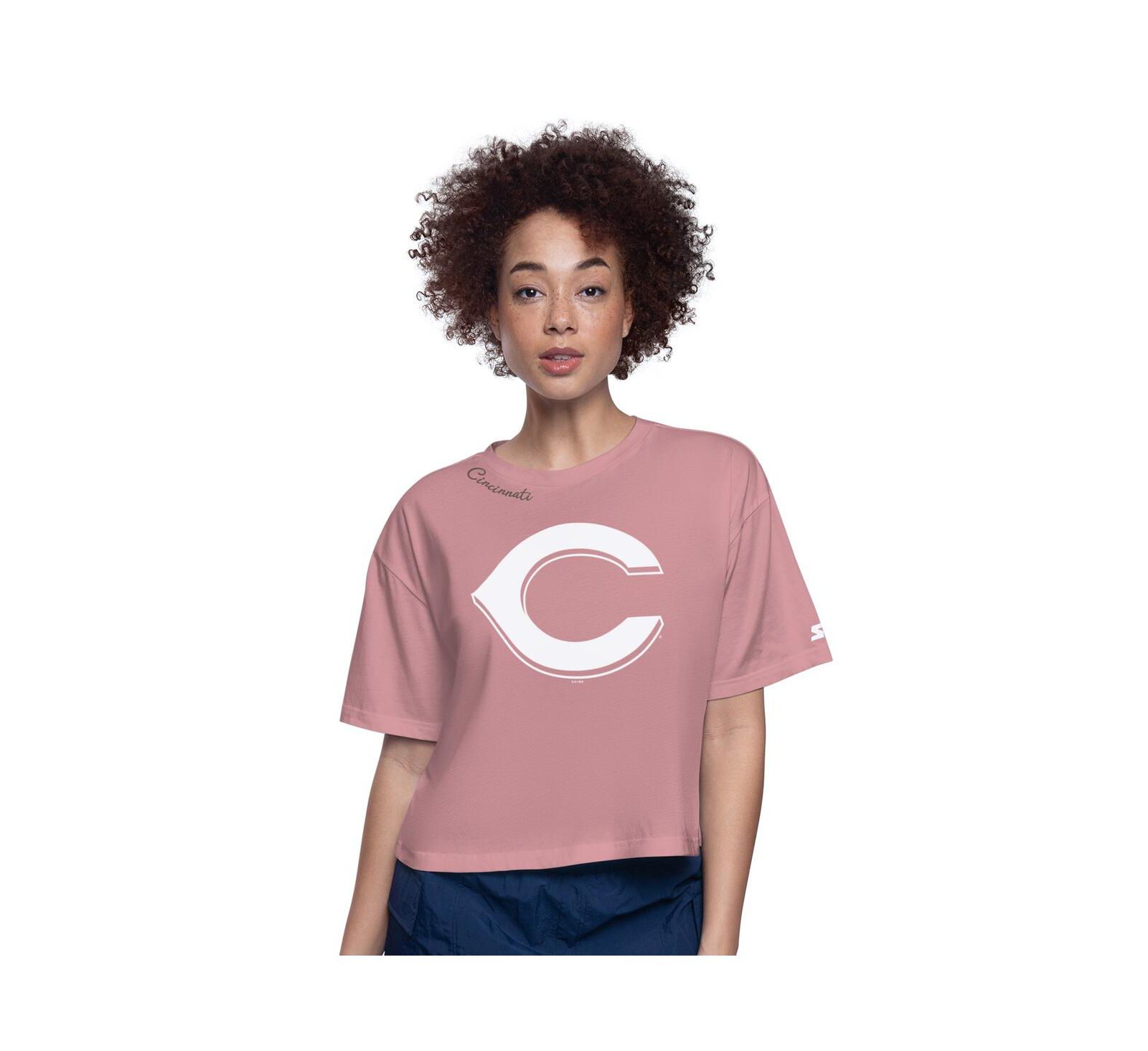 Starter Women's Pink Cincinnati Reds Play the Ball Boxy Cropped T-Shirt