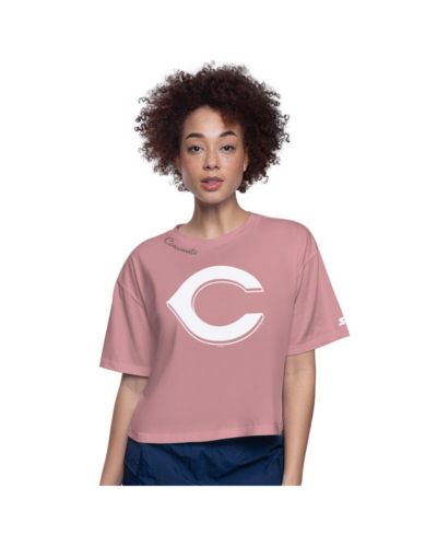 Starter Women's Pink Cincinnati Reds Play the Ball Boxy Cropped T-Shirt