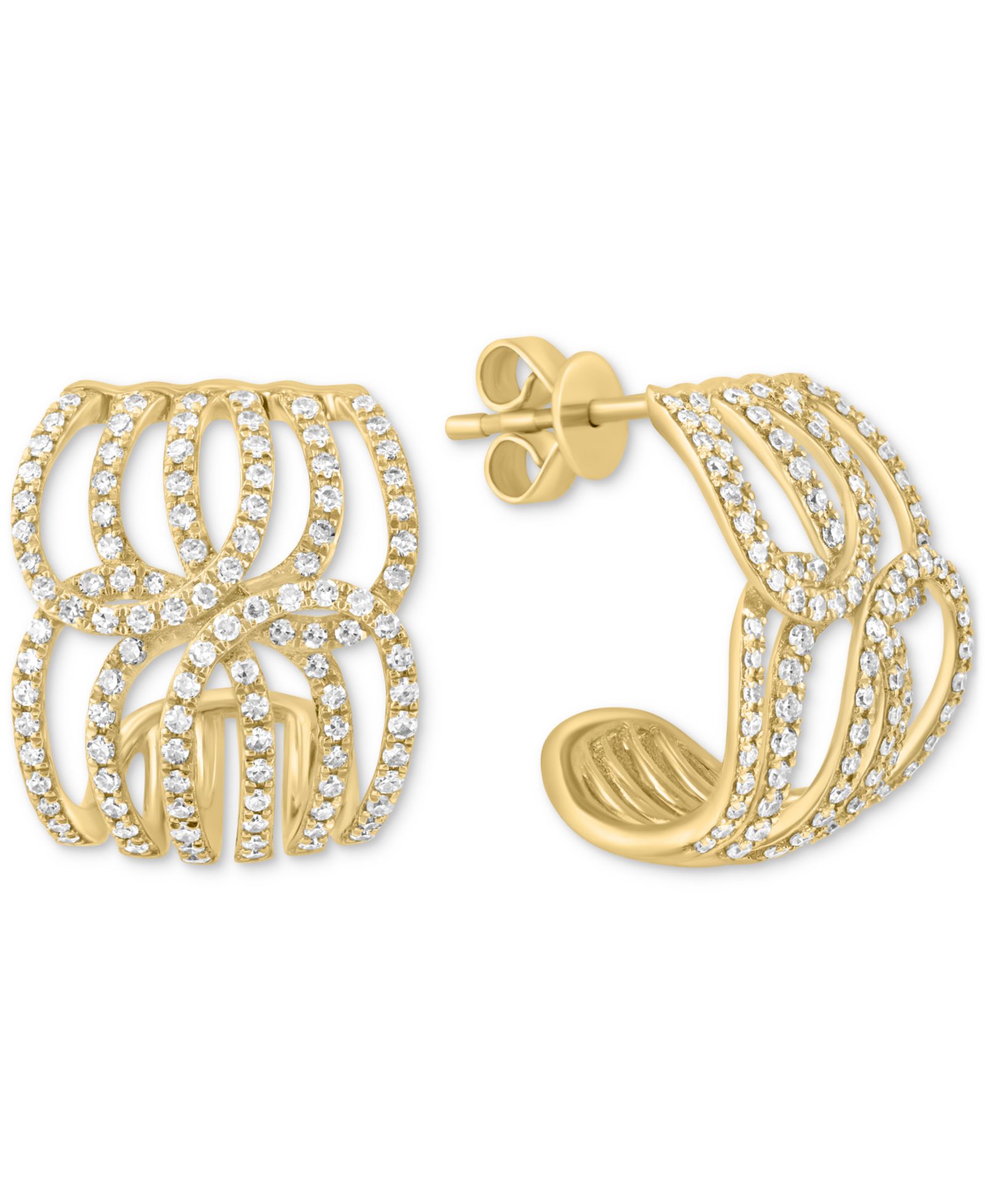 Серьги-кольца EFFY® Diamond Swirl Openwork Huggie 14k Gold (3/4 ct. t.w.)