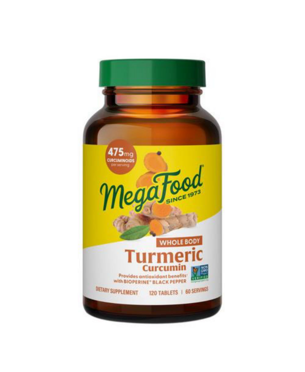 MegaFood Whole Body Turmeric Curcumin Supplement with Black Pepper and Vitamin C, 120 Count